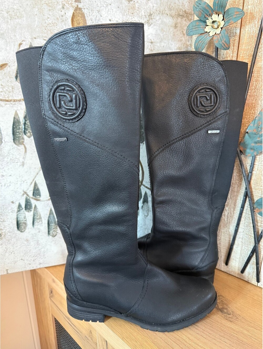 Rockport Hydro-Shield Womens 7.5W Black Leather Riding Boots